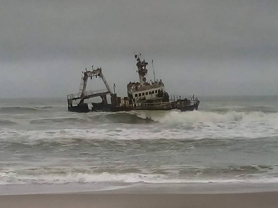 The Zeila shipwreck in the Atlantic surf